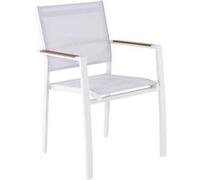 PROLOISIRS Fauteuil empilable - GAMES - Aluminium époxy crème - Toile TPEP - Accoudoirs Heat look chêne Crème G