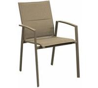 PROLOISIRS Fauteuil empilable - PALMA - Aluminium époxy sand - Toile TPEP padded sand