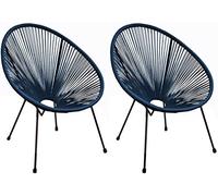 Proloisirs Fauteuil Fil de Jardin en métal et résine tressée Rio (Lot de 2) (Bleu Pétrole)