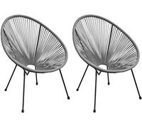 Proloisirs Fauteuil Fil de Jardin en métal et résine tressée Rio (Lot de 2) (Grey)