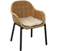 Fauteuil - TORNADO - Acier époxy graphite - Assise wicker twisted naturel avec galette