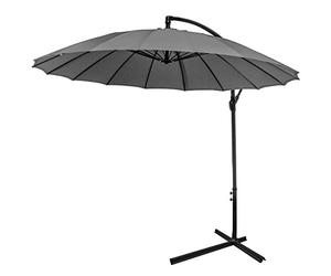 Proloisirs Parasol déporté Pagode - Diamètre 300 cm - Aluminium - Toile grise