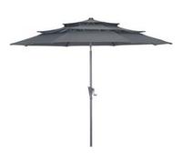 Parasol droit en aluminium 3 strates inclinable manivelle 300/6 cm - grey/gris