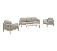 PROLOISIRS Set 4 pièces - DERIVEUR - Aluminium époxy - Rope Heat - 1 canapé + 2 fauteuils + 1 table basse