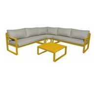 PROLOISIRS Set angle 1 canapé d'angle + 1 table basse - MOJITO II - Aluminium époxy - Miel/Gris Gris