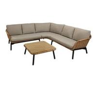 PROLOISIRS Set angle Tornado en aluminium/wicker avec coussins - graph/naturel/beige G