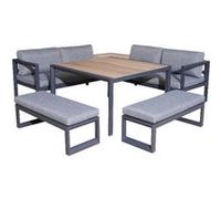 Set ensemble 6 pièces en aluminium avec coussins - graphite/light grey