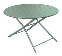 Proloisirs - Table de jardin ronde en aluminium 4 personnes Globe amande