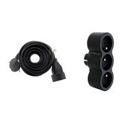 Prolongateur 16A HO5VV-F 3G1,5mm² Noir 3m - Zenitech & LEGRAND - Fiche Multiprise Triplite - 3 Prises Frontales avec Terre - Positionnement Horizontal - Sécurité Enfant Intégrée - Noir et Gris Foncé