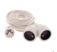 Prolongateur Bi tête 3G1,5 mm blanc 3m - 1 prise mâle + 2 prises Femelle - Zenitech