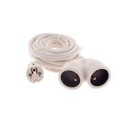 Zenitech - Prolongateur Bi tête 3G1,5mm² - Blanc 5m - 1 Prise mâle + 2 Prises Femelle - Blanc