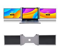 Prolongateur Double Moniteur Pliable FHD 1080P IPS 15 Pouces,Écran Double Extender, Conception Pliante Support, Moniteur Portable Pour Ordinateur Portable Windows Chrome Mac(espace gris)