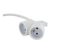 Chacon Prolongateur HO5VVF 3G1,5 Double tête 5 m Blanc