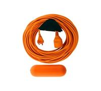 Prolongateur Jardin 2x1,5mm² 25m + 1 boîtier étanche + support mural - Orange - Zenitech