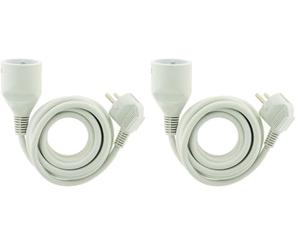 Prolongateur ménager 16A HO5VV-F 3G1mm² - Blanc 1,90m - Zenitech (Lot de 2)