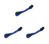 Prolongateur Textile fiche Plate 3m - Bleu et Noir - Chacon (Lot de 3)