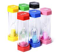 PROLOSO Lot de 6 sabliers colorés en plastique pour enfants 30 sec/1 min/2 min/3 minutes/5 minutes/10 min