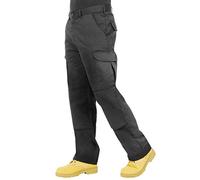 Proluxe Endurance pour Homme Cargo Combat Pantalon de Travail avec Poches genouilleres et Coutures renforcees, Noir, 42 ordinaire (32R)