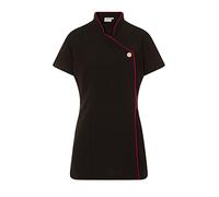 Proluxe Tunique de beauté de Bouton de Signature de Garniture de Contraste - Uniforme de Salon de manucure de Travail de santé de Spa - Noir/Fuchsia - 26