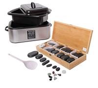 Promafit® Appareil chauffant Hot Stone - Réchauffeur en acier inoxydable pour massage aux pierres chaudes avec écran numérique arrêt automatique - Kit de massage 18 litres & 64 pierres
