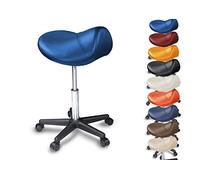 Promafit Tabouret Selle Ergonomique Extra Large - Tabouret de Travail Pivotant à roulettes pour Bureau & Cabinet Médical - Réglable en Hauteur 50-73 cm - Charge 170 kg (Bleu)