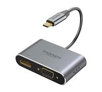 Promate MediaHub-C2, convertisseur USB-C vers VGA HDMI Haute définition en Aluminium 4K Ultra HD avec Prise en Charge de l'affichage VGA 1080 et Double écran