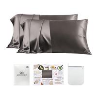 PROMEED Lot de 2 taies d'oreiller 100% Soie de mûrier avec Fermeture éclair, Deux côtés en Soie de mûrier de qualité supérieure pour Les Cheveux et la Peau, Anti-tête de lit et Anti-frisottis (Taille