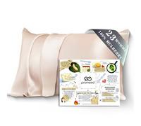 PROMEED Taie d'oreiller 100% Soie de mûrier pour Enfant (33 x 45 cm, Deux côtés 23 mommes, Soie de Grade 6A+ - Taille de Voyage avec Sac à Linge (pour Tout-Petit/Voyage, 33 x 45 cm, Champagne)