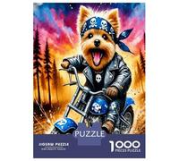 Promenade à vélo avec Un Chien 1000 Pièces Pack Puzzle Ambiance Rebelle Puzzle Classique Carton Premium - Anti-Stress Déco Murale, Cadeau Femmes Hommes Seniors Passionnés 70x50cm/1000pcs