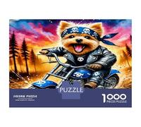 Promenade à vélo avec un chien 1000 Pièces Puzzle Classique Ambiance rebelle Pack Puzzle Carton Solide - DIY Familial Amusant, Belle Déco, Cadeau D’anniversaire Parfait Pour Les Enfant 52x38cm/1000pcs
