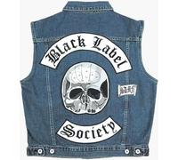 PROMENADE CHIC BLS Doom Crew brodé Skull Patch Biker Vest, Bleu - Gilet en jean BLS, XL