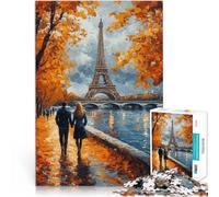 Promenade d'automne à la Tour Eiffel Puzzle 1000 pièces pour Adolescents défi éducatif Renforcer l'amour Entre Les Couples 38x26cm