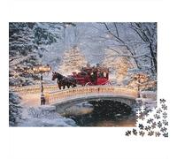 Promenade en calèche d'hiver - Puzzle de 1000 pièces en Carton 100% recyclé représentant Une calèche tirée par des Chevaux - Le défi Impossible - 70 x 50 cm / 1000 pièces