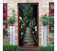 Promenade JungleièRe 3D Portephoto Stickers, Amovible éTanche PVC Auto-adhésif Autocollants Porte, Vert Porte Muraux Auto-adhésif Stickers pour Décoration Intérieure 73x205 cm