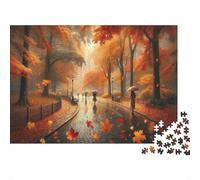 Promenade Parc Automne Difficile Puzzle 1000 pièces Soirée Jeu Familial Chemin de Parc Feuilles Mortes Lumière du Soleil Premium Épais Robuste Haute Qualité Vibrant Défiant Relaxation 52x38cm/1000pcs