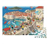 Promenade sur Les remparts de la Vieille Ville de Dubrovnik Wreck Puzzle en Bois Imperméable DIY Puzzles De 1000 Pièces pour Adultes Amusant Jeux De Stimulants