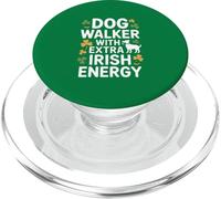 Promeneur de Chien avec trèfle d'énergie Irlandaise supplémentaire PopSockets PopGrip pour MagSafe