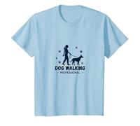 Promeneur de Chien Professionnel : Logo du Service de Soins pour Animaux T-Shirt, Enfant, Bleu Céleste, 2 Ans