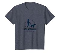Promeneur de Chien Professionnel : Logo du Service de Soins pour Animaux T-Shirt, Enfant, Bleu Chiné, 3 Ans