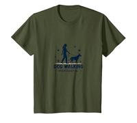 Promeneur de Chien Professionnel : Logo du Service de Soins pour Animaux T-Shirt, Enfant, Olive, 10 Ans