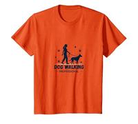 Promeneur de Chien Professionnel : Logo du Service de Soins pour Animaux T-Shirt, Enfant, Orange, 3 Ans