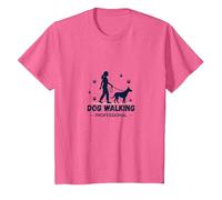 Promeneur de Chien Professionnel : Logo du Service de Soins pour Animaux T-Shirt, Enfant, Rose Chiné, 6 Ans