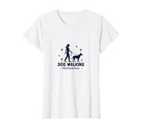 Promeneur de Chien Professionnel : Logo du Service de Soins pour Animaux T-Shirt, Femme, Blanc, L