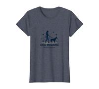Promeneur de Chien Professionnel : Logo du Service de Soins pour Animaux T-Shirt, Femme, Bleu Chiné, XS