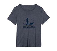 Promeneur de Chien Professionnel : Logo du Service de Soins pour Animaux T-Shirt, Femme Grandes Tailles, Bleu Chiné, 2X