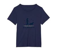 Promeneur de Chien Professionnel : Logo du Service de Soins pour Animaux T-Shirt, Femme Grandes Tailles, Bleu Marine, 5X