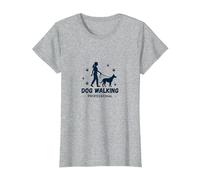 Promeneur de Chien Professionnel : Logo du Service de Soins pour Animaux T-Shirt, Femme, Gris Chiné, S