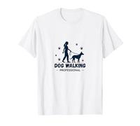 Promeneur de Chien Professionnel : Logo du Service de Soins pour Animaux T-Shirt, Homme, Blanc, 5XL