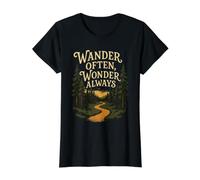 Promenez-Vous Souvent, émerveillez-Vous Toujours, randonnée, Aventure, Sentier forestier T-Shirt Graphique avec Valeur, Femme, Noir, XS