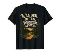 Promenez-Vous Souvent, émerveillez-Vous Toujours, randonnée, Aventure, Sentier forestier T-Shirt Graphique avec Valeur, Homme, Noir, S